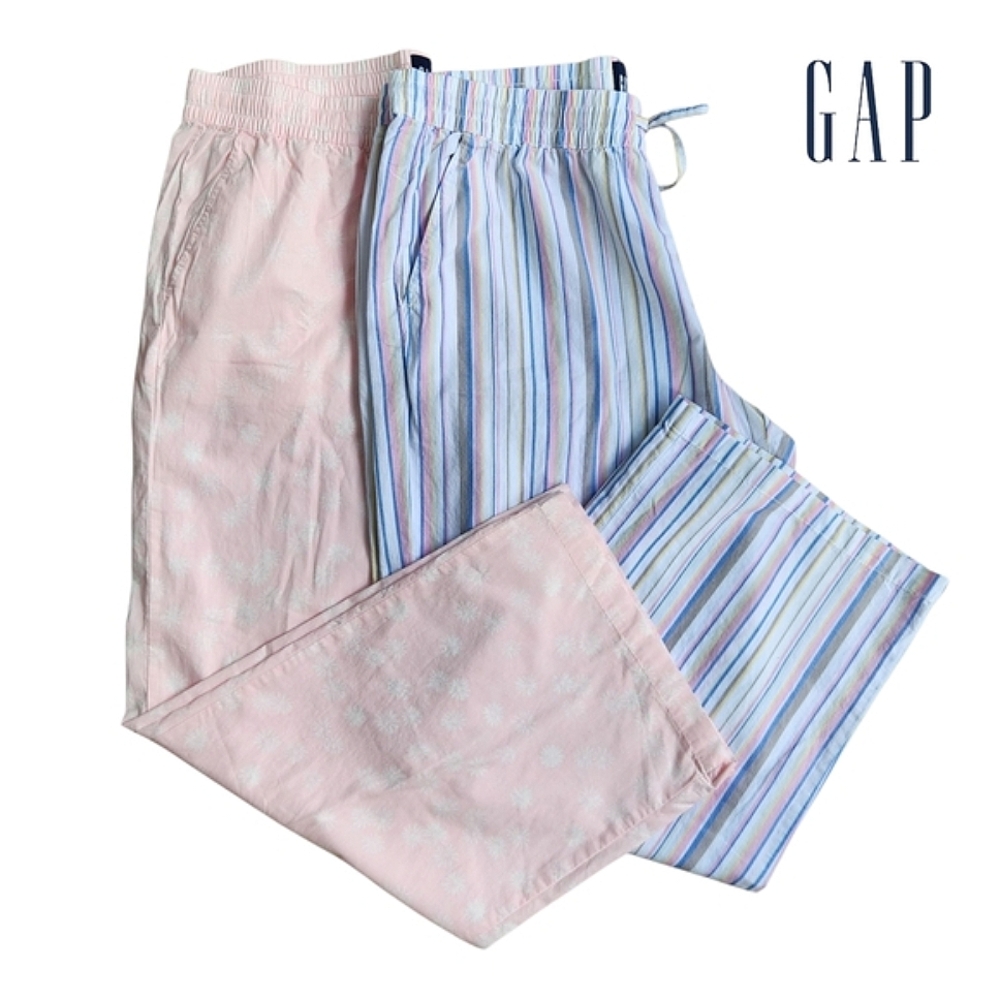 NEW! GAP 2-Pack Women Pink Blue Striped Pajama Sleepwear Pants Soft Cotton Large - Picture 4 of 15